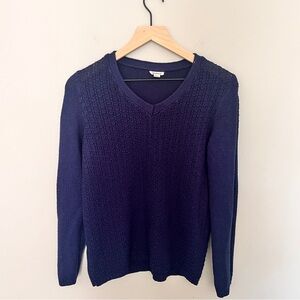 Westport Navy V-Neck Knit Sweater - Medium